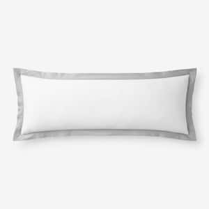 Company Cotton Solid Border Percale Lumbar Decorative Gray Smoke 14 in . x 40 in. Throw Pillow Cover