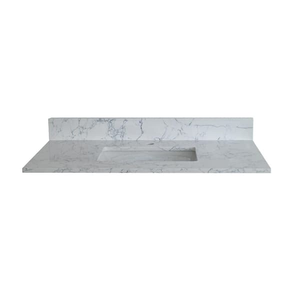Aoibox 37 in. W x 22 in. D Engineered Stone Composite Bathroom Vanity Top in White Color with White Rectangle Single Sink
