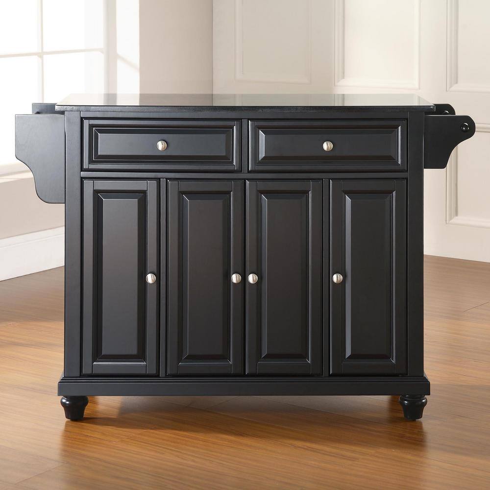 Cambridge Black Granite Top Kitchen Island in Cherry & Black