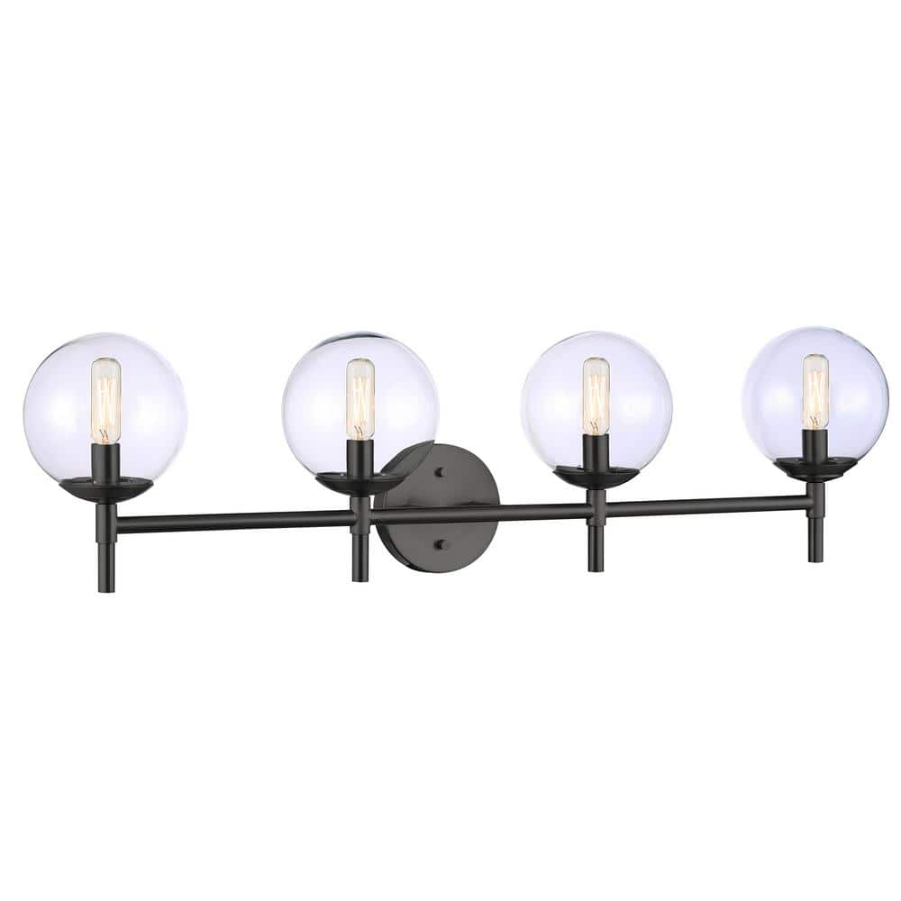 Auresa 35.375 in. 4-Light Black Globe Vanity Light with Clear Glass Shades price history on PriceWatchPro