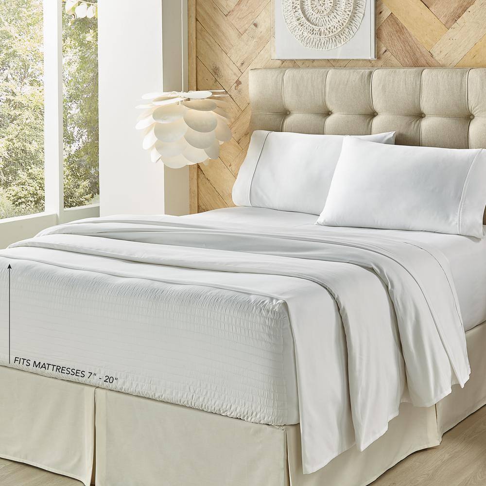 Royal Fit White Polyester Full 4-Piece Sheet Set