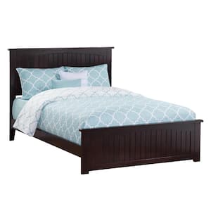 Nantucket Espresso Full Solid Wood Frame Low Profile Platform Bed with Matching Footboard and USB Device Charger