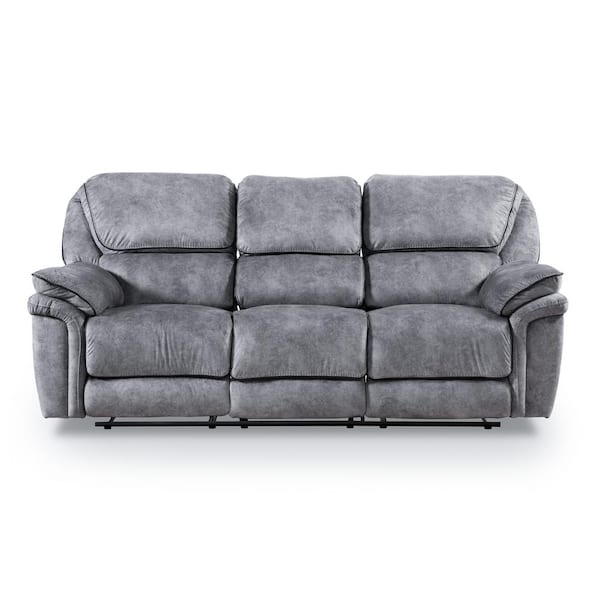 Edmund 88.70 in. Wide Flared Arm Microsuede Straight Reclining