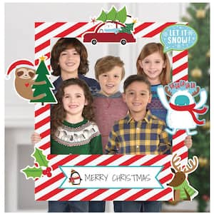 35 in. x 30 in. Multi-color Corrugate Plastic Christmas Giant Photo Frame with Props