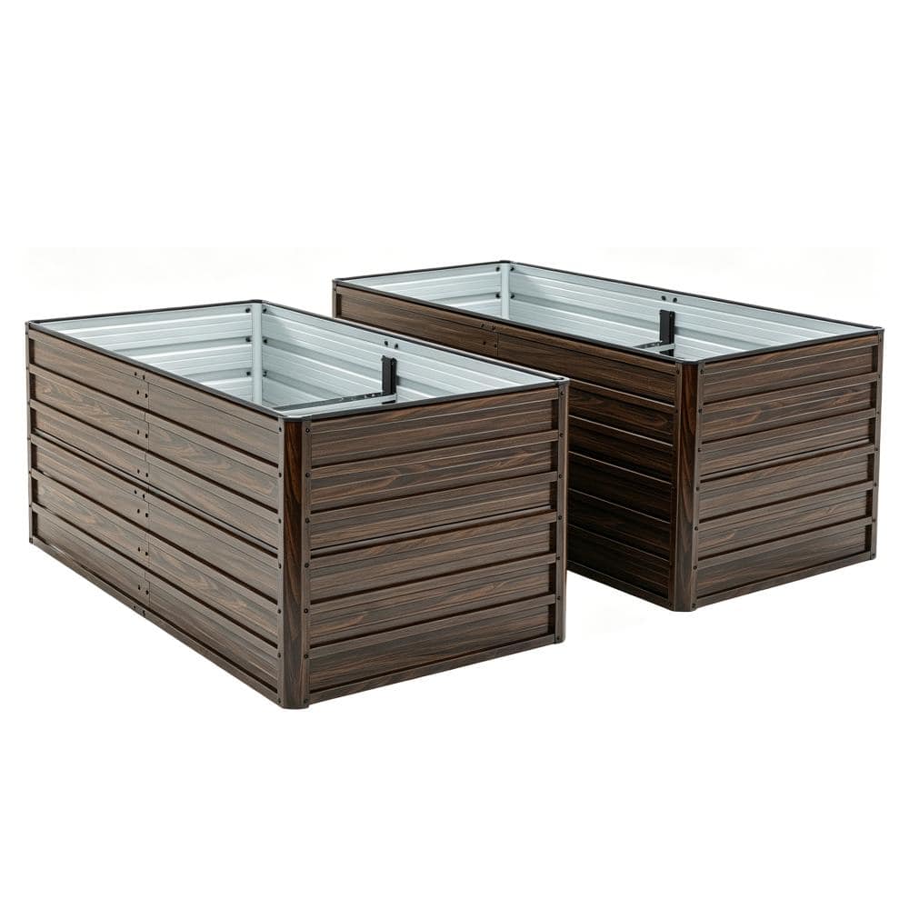"2-Pack Raised Garden Beds 74.6"" x 35.4"" x 25"", Metal Planter Boxes with Open Base & Reinforced Steel Frame" price history on PriceWatchPro