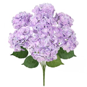 20 in. Deluxe Natural-Look Purple Artificial Hydrangea Flower Stem Bush Bouquet (Set of 2)