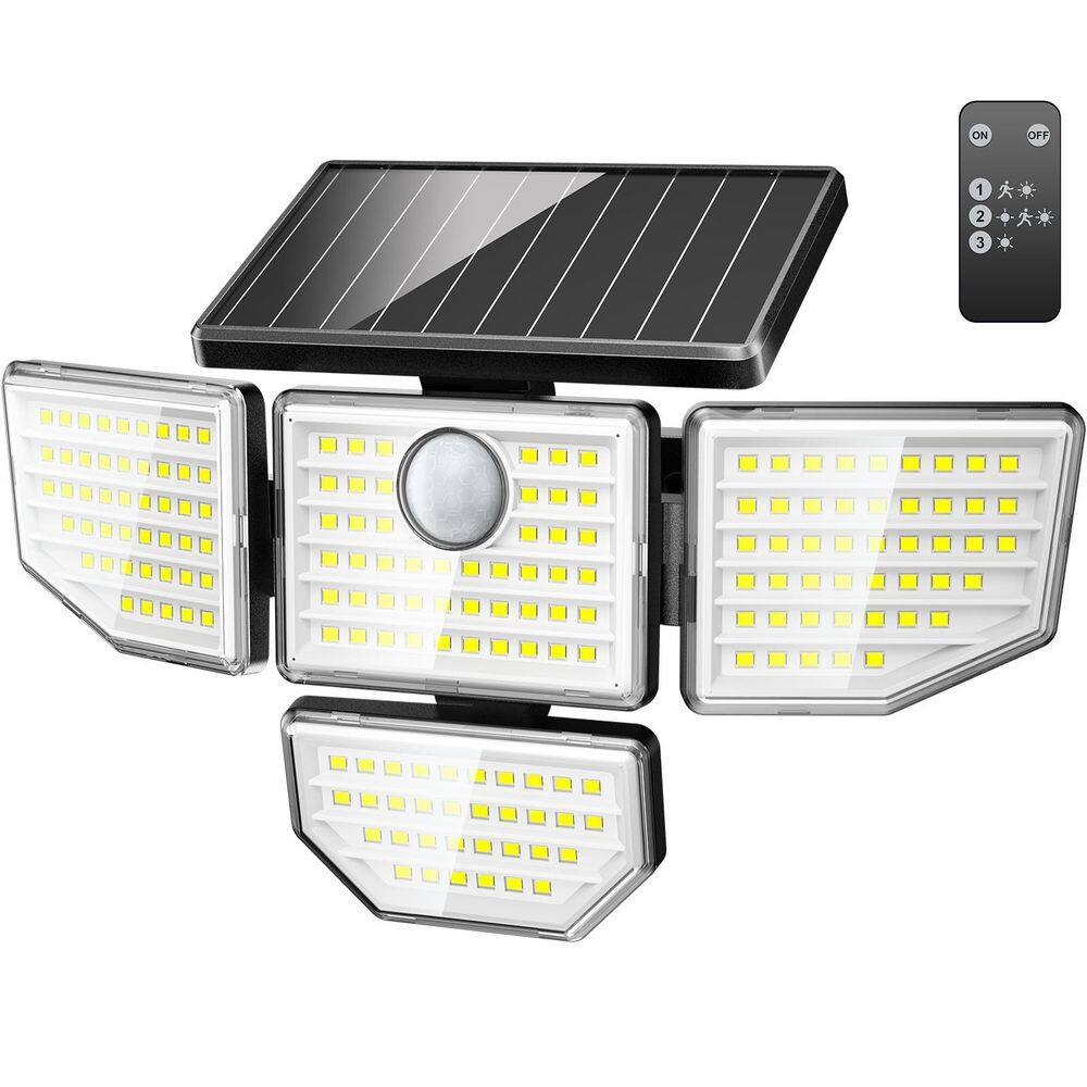 30-Watt 1000 Lumens 176 Integrated LED Black Security Flood Light 270° 4 Head Motion Sensor Solar Wall Lighting price history on PriceWatchPro