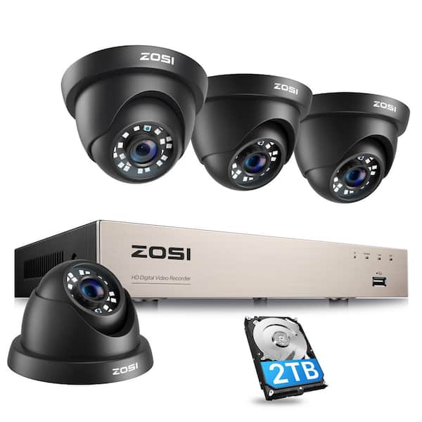 ZOSI 8-Channel 1080P DVR 2TB Video Surveillance System with 4 Wired Outdoor Security Cameras