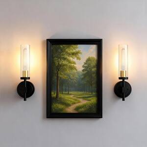 4.1 in. 1-Light Black Vanity Light with Clear Glass Shade and Metal Frame, E26 Traditional Indoor Wall Sconce 2-Pack