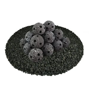 3 in. Midnight Black Speckled Hollow Ceramic Fire Balls for Indoor and Outdoor Fire Pits or Fireplaces (Set of 20)
