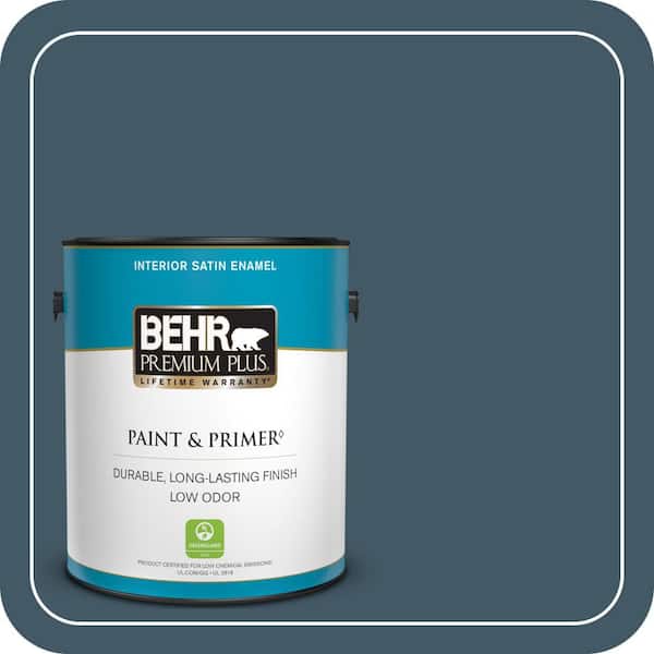 BEHR PREMIUM PLUS 1 gal. #S480-7 Midnight in the Tropics Satin Enamel Low Odor Interior Paint & Primer