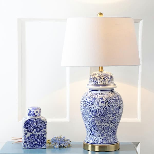 sectie Leidingen ervaring JONATHAN Y Ellis 29.5 in. H Ceramic Table Lamp, Blue/White JYL3008A - The  Home Depot