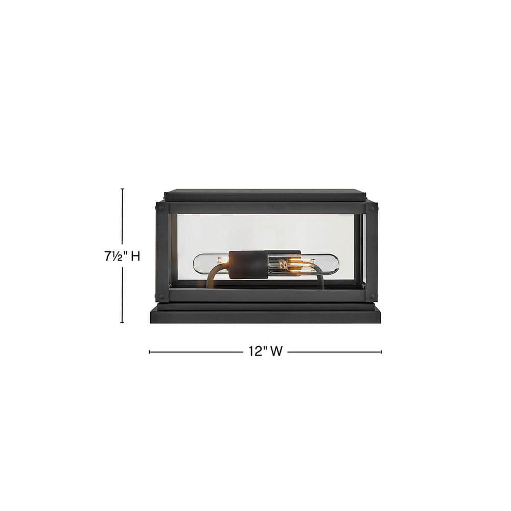 Max Black Aluminum 2-Light Outdoor Pier Mount Light