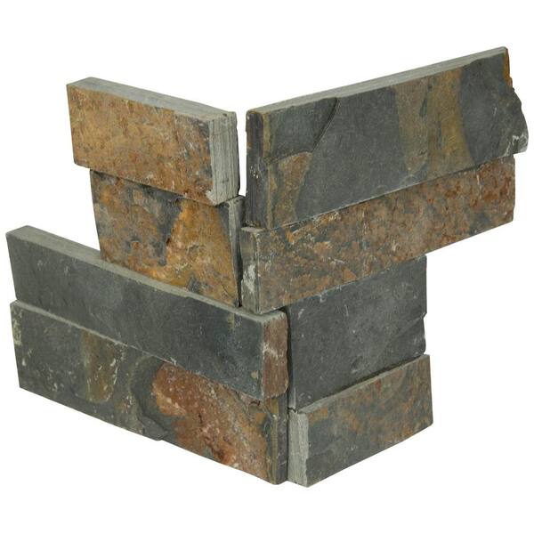 MSI Gold Rush Ledger Panel Corner 4.5 in. x 9 in. Textured Slate Stone Look Wall Tile (4 sq. ft./Case)