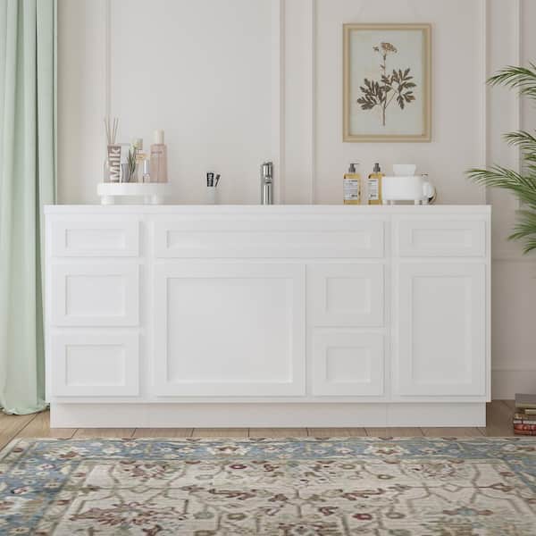 66 in. W x 21 in. D x 32.5 in. H Bath Vanity Cabinet without Top in White (Unassembled)