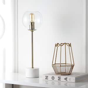 Caden 22.25 in. Brass Gold/White Table Lamp with Open Globe Shade