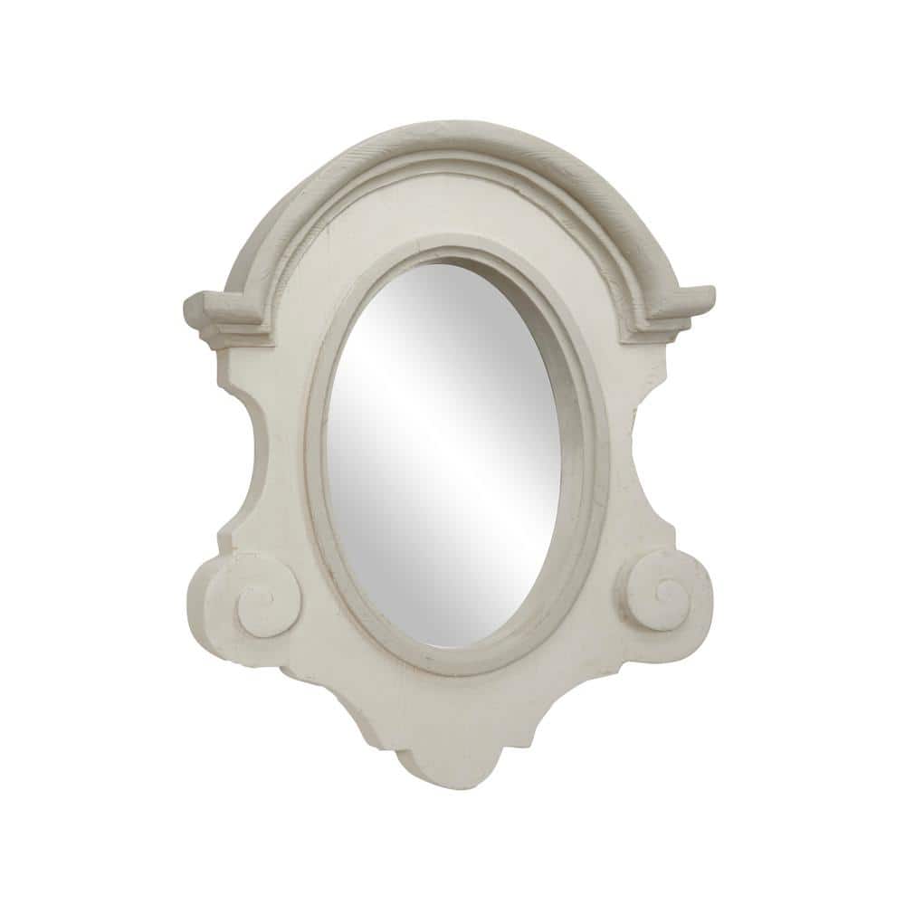 Litton Lane Large Oval Matte White American Colonial Mirror (43 in. H x  40.5 in. W) 91122 The Home Depot