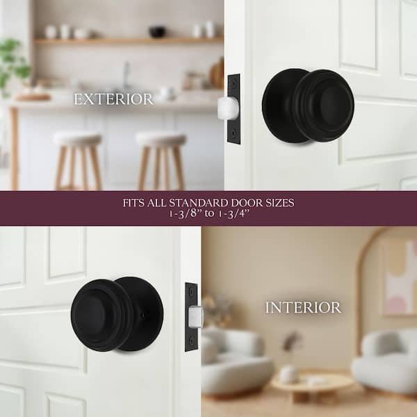Mulholland Matte Black Passage Hall/Closet Door Knob 4-pack