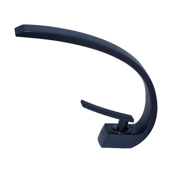 WELLFOR C-Shape Low Arc Single Handle Single Hole Bathroom Faucet in Matte Black