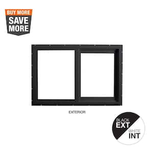 71.5 in. x 47.5 in. Select Series Vinyl Horizontal Sliding Left Hand Black Window with White Int, HP2+ Glass and Screen