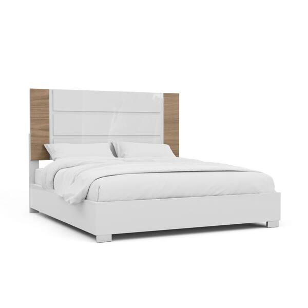 Furniture of America Seboya White King Panel Bed with LED Light