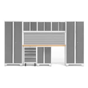 Bold Series 8-Piece 24-Gauge Steel Garage Storage System in Platinum Silver (132 in. W x 77 in. H x 18 in. D)