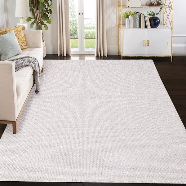 Modern Solid Rug Machine Washable Rug Low Pile Floor Cover Anti-stain Non-slip for Bedroom Hallway Beige，9X12ft