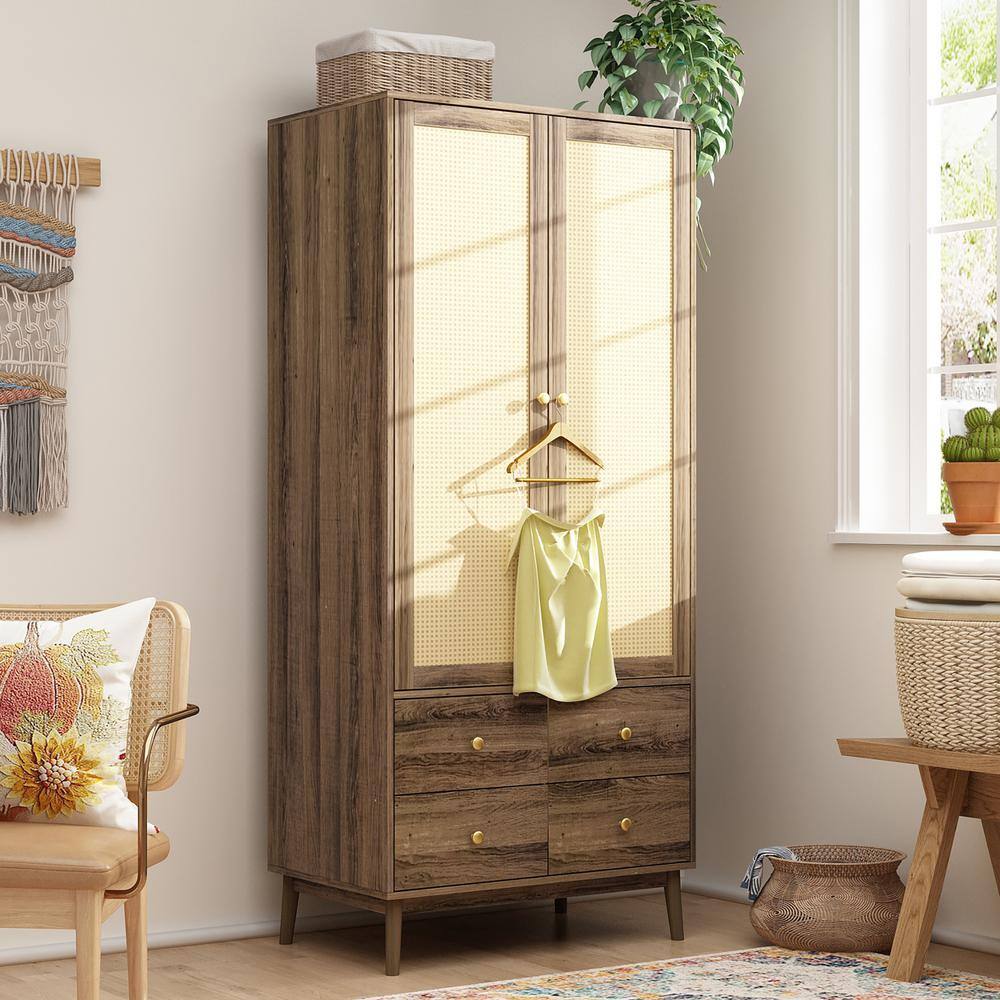 furniture24-eu Wardrobe with Sliding Doors / Bedroom Cabinet / Wiki  (130/200/60 cm W / H / D) Sonoma Oak : : Home & Kitchen