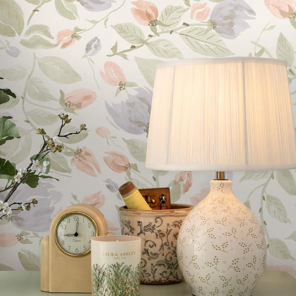 Orisia Peony Pale Sage Green Wallpaper