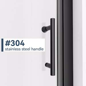 36 to 37-3/8 in. W x 72 in. H Pivot Semi-Frameless Shower Door in Matte Black Finish with SGCC Certified Clear Glass