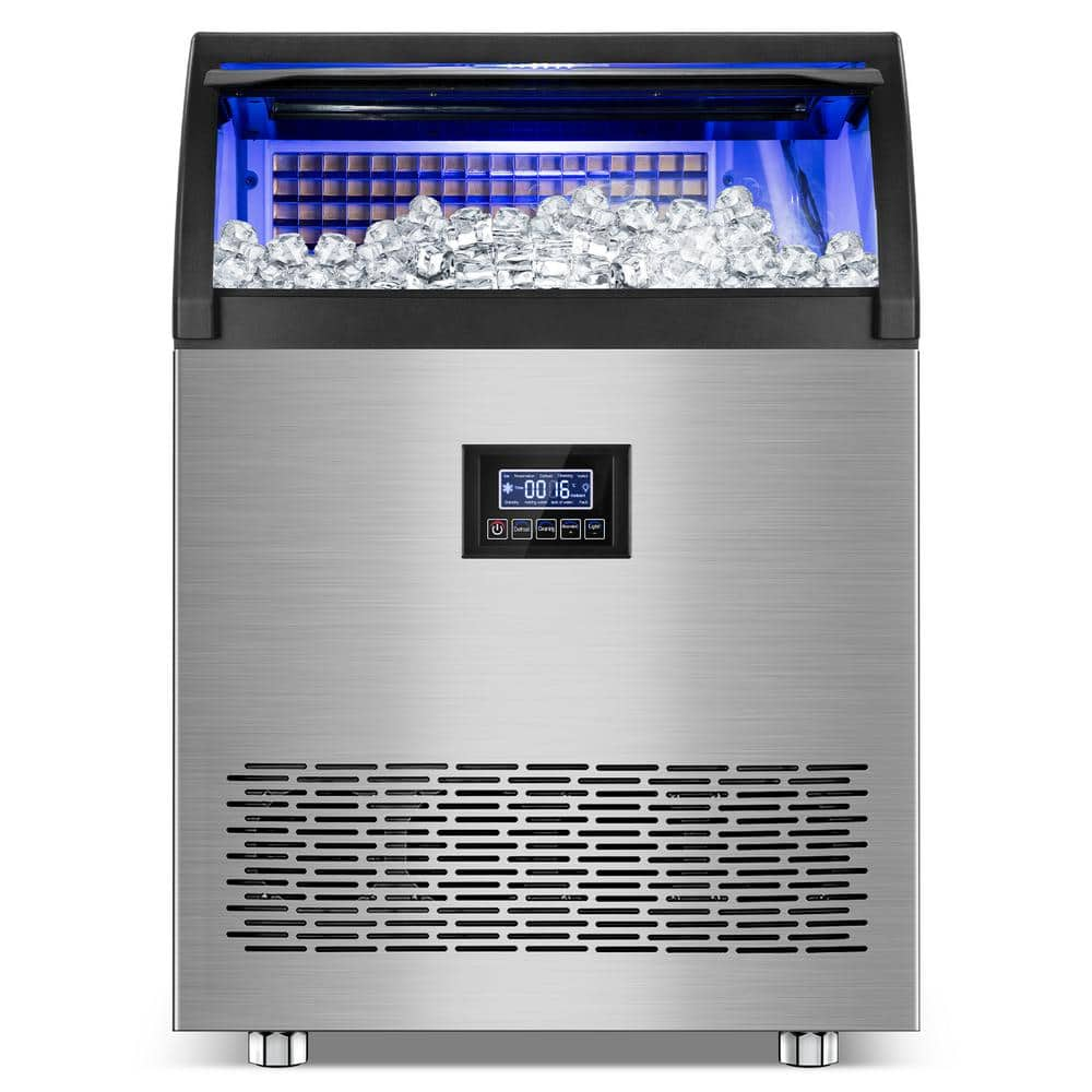 Gilati 19.5 in. 360 lb/24h Half Size Cube Commercial Freestanding Ice Maker In Stainless Steel with 1-click automatic cleaning