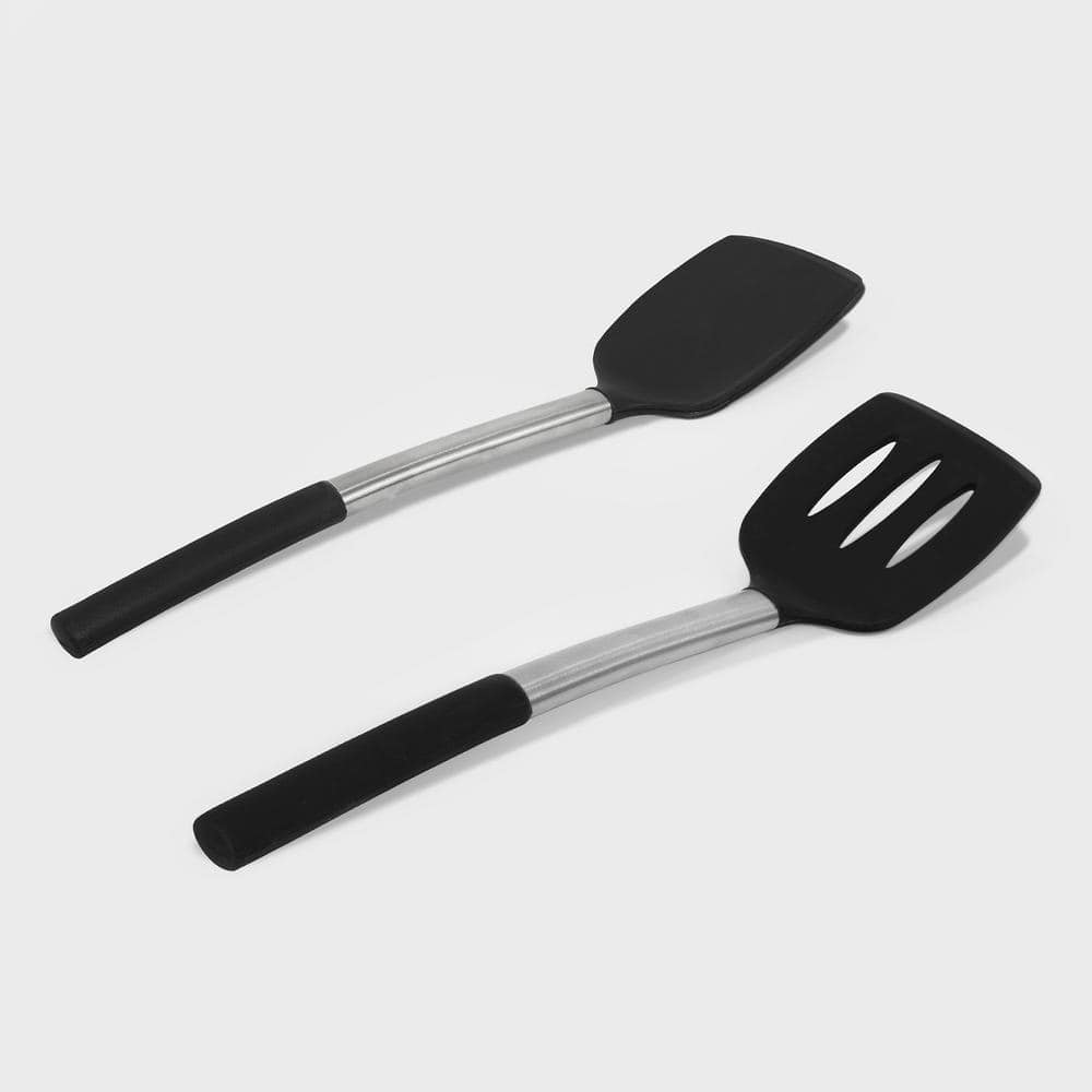 Black, Stainless Steel Perforated Offset Spatula / Turner – DEI Equipment