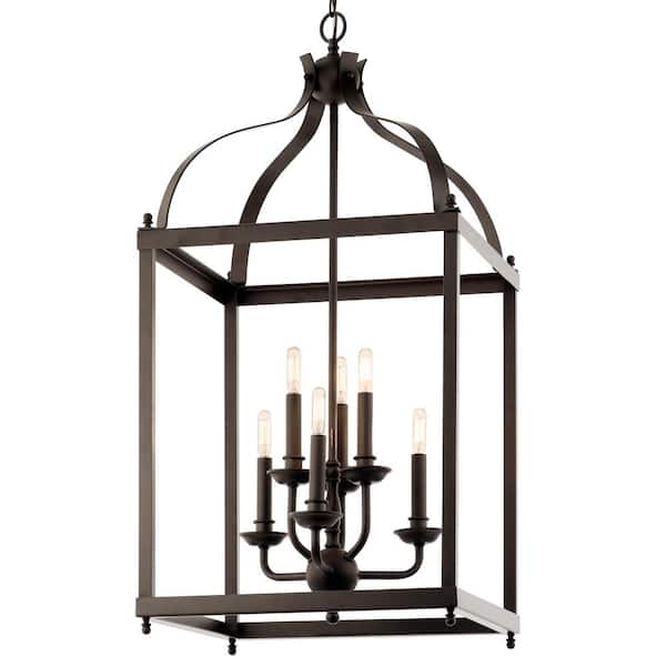 Kichler Larkin 6-Light Olde Bronze Transitional Cage Medium Hanging Pendant Light