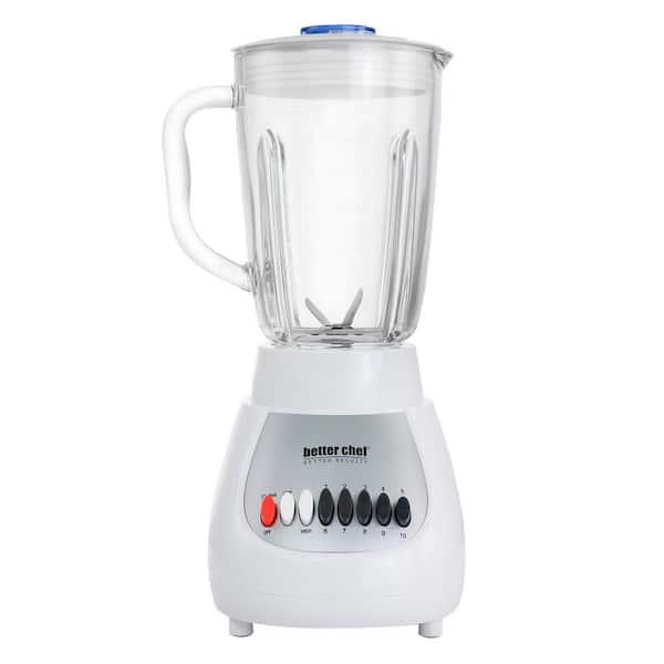 Better Chef 42 oz. 10-Speed White/Silver Blender with Glass Jar
