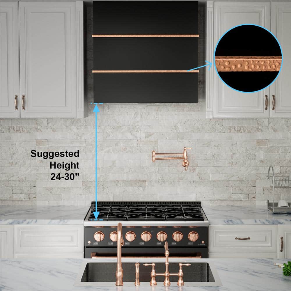 Akicon 30'' Stainless Steel and Copper Wall Mount Range Hood