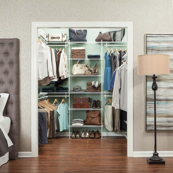 ClosetMaid - SuperSlide Closet Organizer Kit with Shoe Shelf 5' - 8' W  Fixed Mount, White
