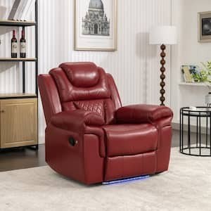 Wine Red Home Theater Seating Manual Recliner Chair with LED Light Strip