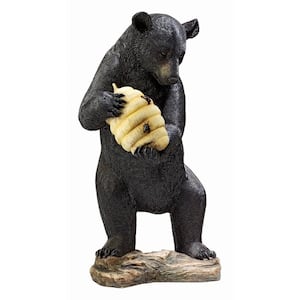Beehive Black Bear Stone Bonded Resin Piped Spitting Statue