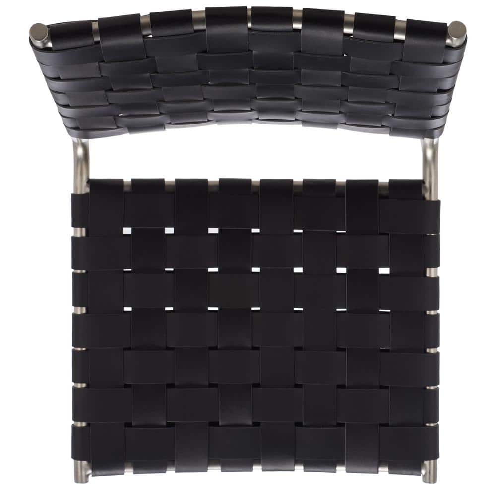 Wesson Black and Silver Woven Leather Dining Chair Set