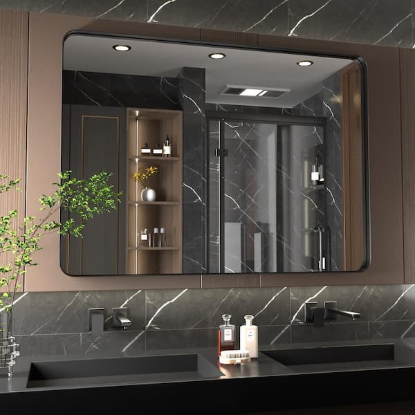 30 in. W x 40 in. H Large Rectangle Metal Framed Wall Mirrors Bathroom Mirror Vanity Mirror Accent Mirror in Black