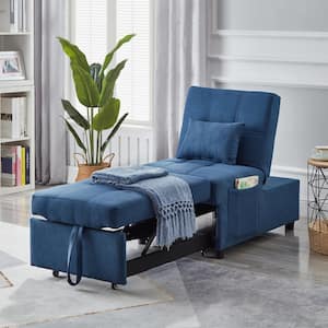 Tines 70 in. Modern Polyester Upholstery Convertible Twin Size Sofa Bed Chair, Wood And Metal Frame, Blue