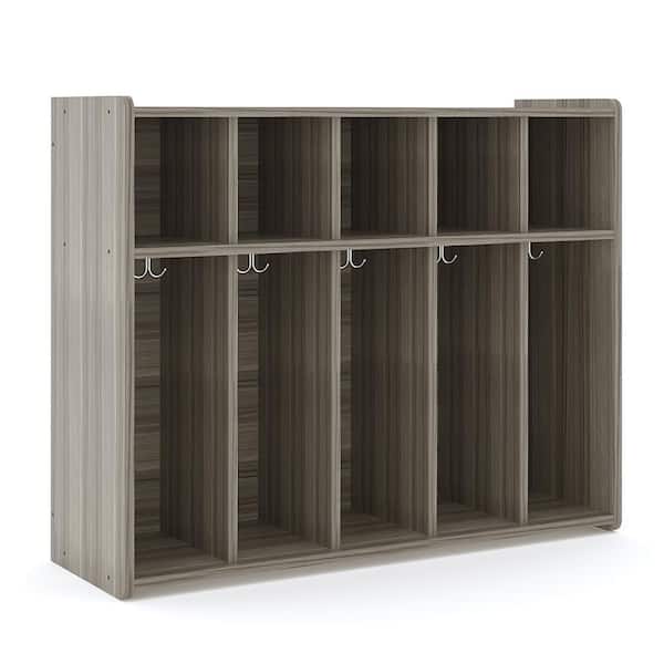 TOT MATE 5-Section Wall Locker, Assembled, Shadow Elm Gray
