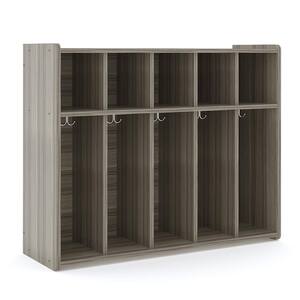 10-Compartment Kids Locker With Cubbies (Shadow Elm Gray), Classroom Furniture, Ready To Assemble, 46" W x 37.5" H