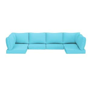 25.6 in. x 25.6 in. x 4 in. (14-Piece) Deep Seating Outdoor Sectional Cushion Corner Set Sky Blue