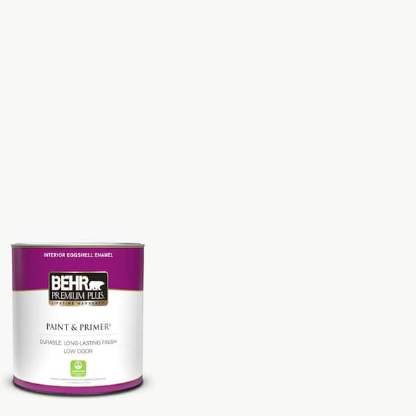 BEHR PREMIUM PLUS 1 qt. Ultra Pure White Eggshell Enamel Low Odor Interior Paint & Primer