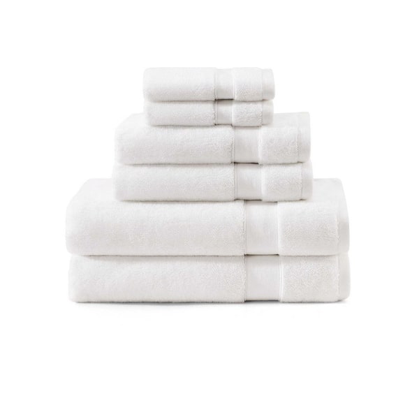 Pineapple Bay 6-Piece White Cotton Assorted Towel Set
