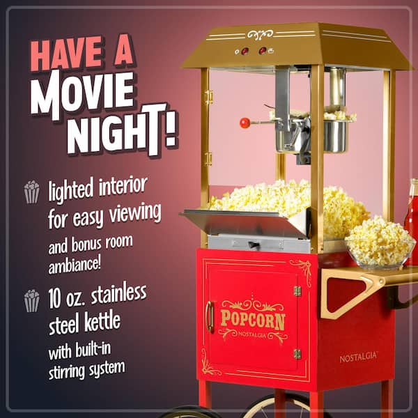 Nostalgia NKPCRT10RD 59 in. 10 oz. Kettle Popcorn Machine