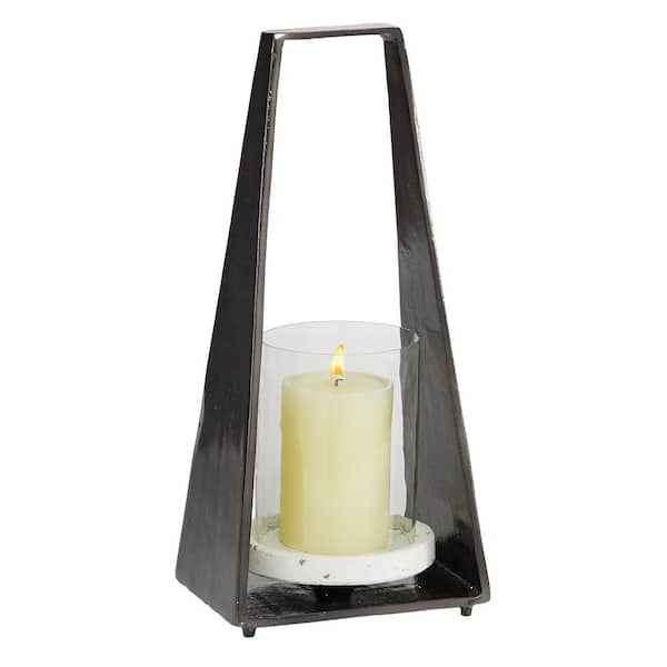 Litton Lane Black Aluminum Decorative Candle Lantern