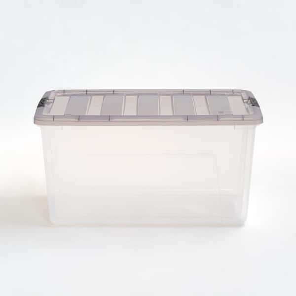 Iris USA 72 Quart Stack & Pull Clear Storage Box, Gray, 3 Pack