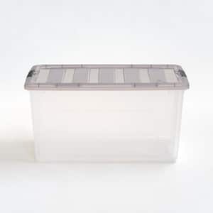 58 qt. Snap Top Plastic Storage Box in Clear with Gray Lid 500220 - The  Home Depot